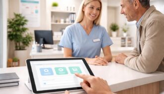 optimisez l'accueil de votre cabinet médical grâce à une tablette tactile pour une gestion rapide et efficace des patients.