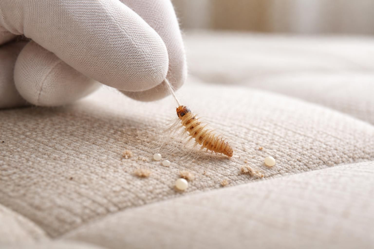 apprenez à reconnaître la larve d'anthrène sur un matelas afin de prévenir une infestation et protéger votre literie efficacement.